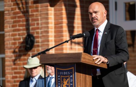 Cunningham speaking at a 9/11 ceremony in 2026.