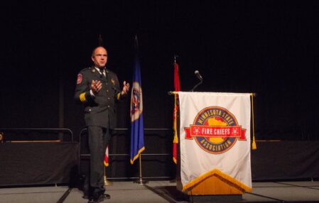 Chief Cunningham speaking at the annual MSFCA conference.